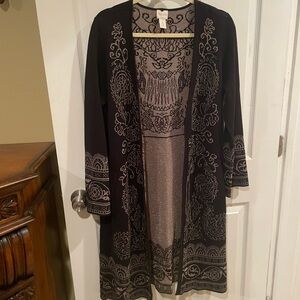 Chico's Black and Gold Patterned Cardigan